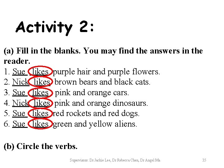 Activity 2: (a) Fill in the blanks. You may find the answers in the