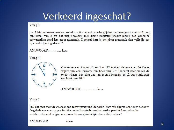 Verkeerd ingeschat? 12 