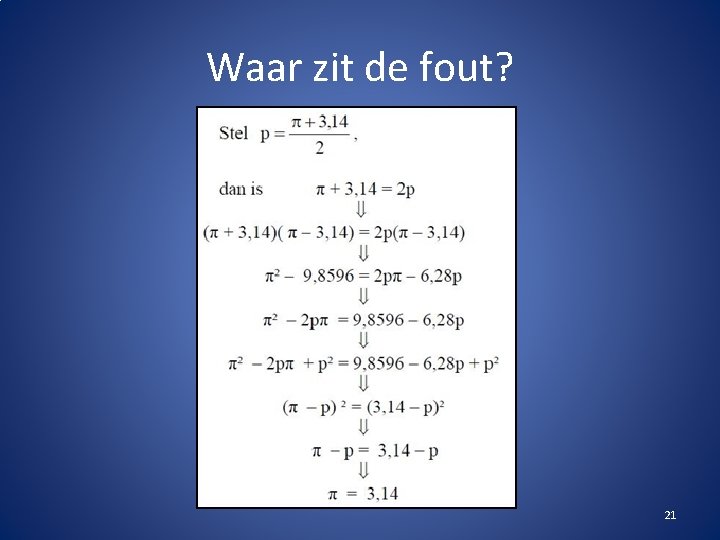 Waar zit de fout? 21 