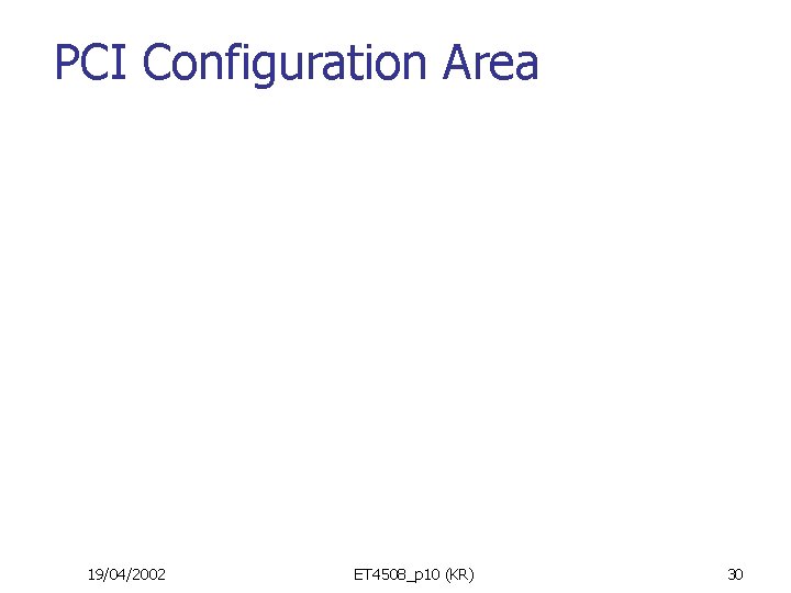 PCI Configuration Area 19/04/2002 ET 4508_p 10 (KR) 30 