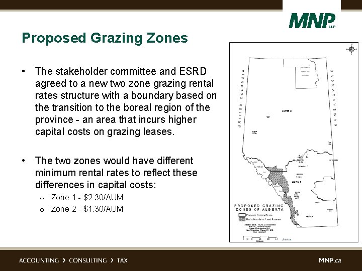 Proposed Grazing Zones • The stakeholder committee and ESRD agreed to a new two