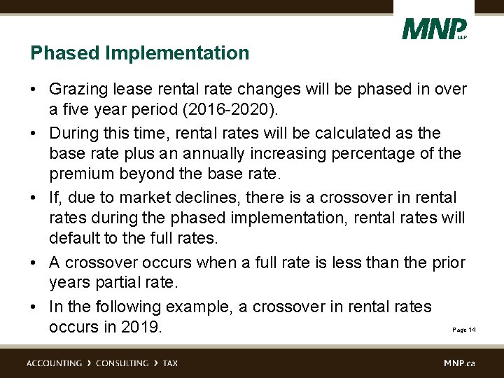 Phased Implementation • Grazing lease rental rate changes will be phased in over a