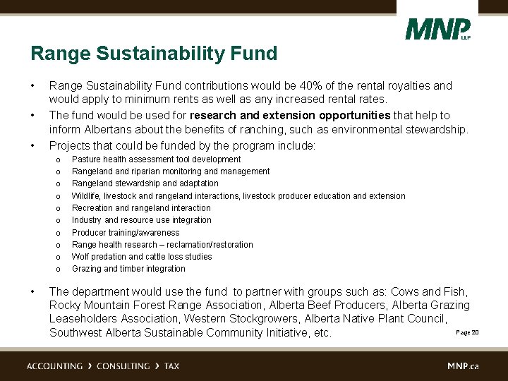 Range Sustainability Fund • • • Range Sustainability Fund contributions would be 40% of