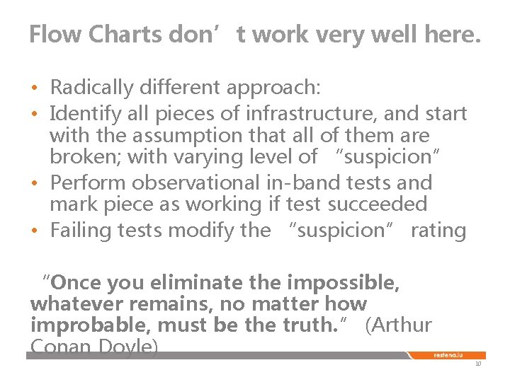 Flow Charts don’t work very well here. • Radically different approach: • Identify all