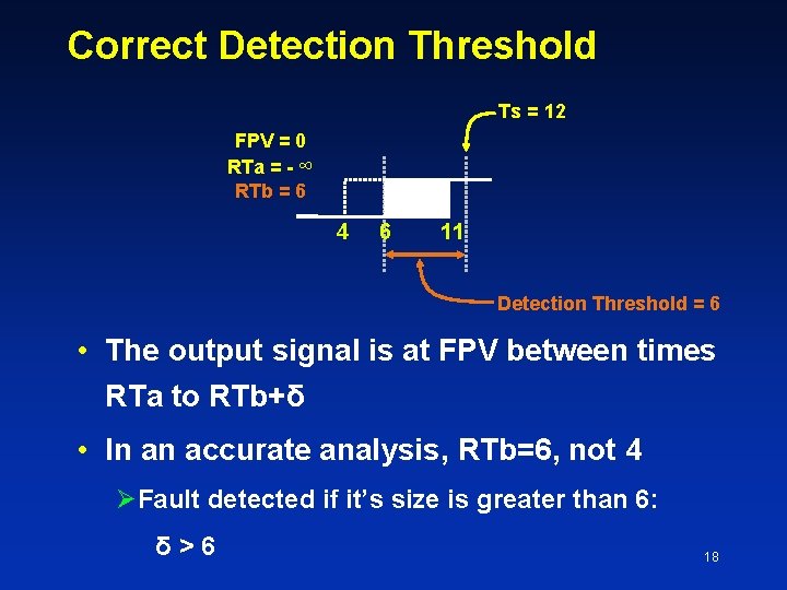 Correct Detection Threshold Ts = 12 FPV = 0 RTa = - ∞ RTb