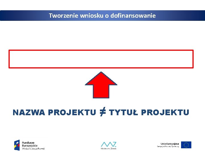 Tworzenie wniosku o dofinansowanie NAZWA PROJEKTU ≠ TYTUŁ PROJEKTU 