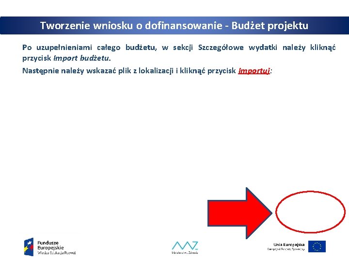 Tworzenie wniosku o dofinansowanie - Budżet projektu Po uzupełnieniami całego budżetu, w sekcji Szczegółowe