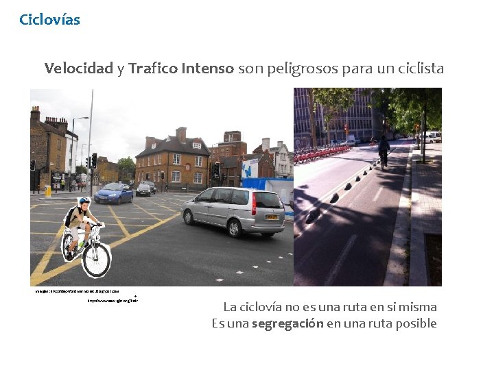 Ciclovías Velocidad y Trafico Intenso son peligrosos para un ciclista Imagen: http: //deptfordmarmoset. blogspot.