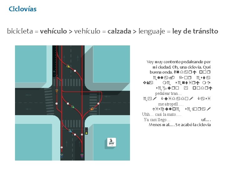 Ciclovías bicicleta = vehículo > vehículo = calzada > lenguaje = ley de tránsito