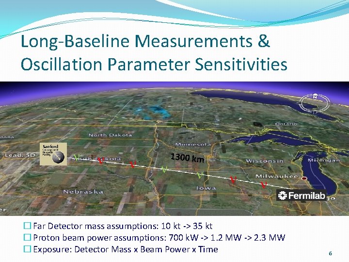 Long-Baseline Measurements & Oscillation Parameter Sensitivities 1300 km � Far Detector mass assumptions: 10