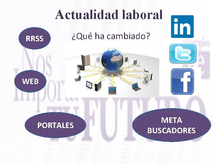 Actualidad laboral RRSS ¿Qué ha cambiado? WEB PORTALES META BUSCADORES 