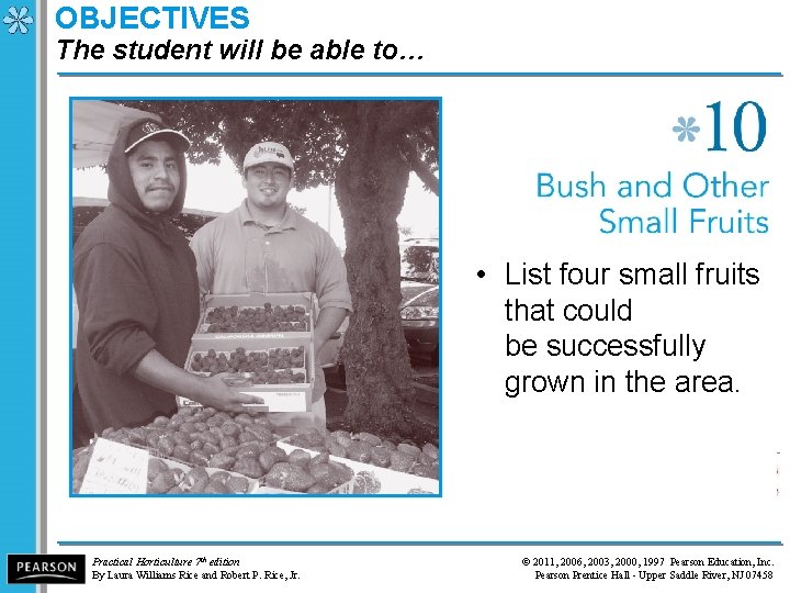 OBJECTIVES The student will be able to… • List four small fruits that could