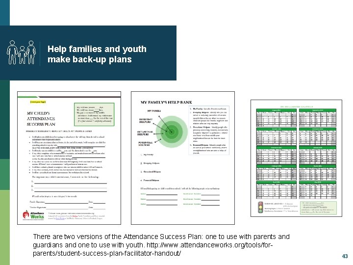 Help families and youth make back-up plans There are two versions of the Attendance