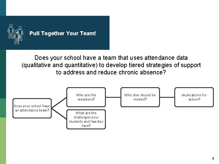 Pull Together Your Team! Does your school have a team that uses attendance data