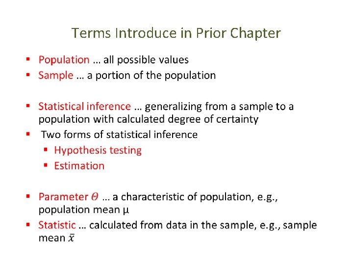 Terms Introduce in Prior Chapter • 