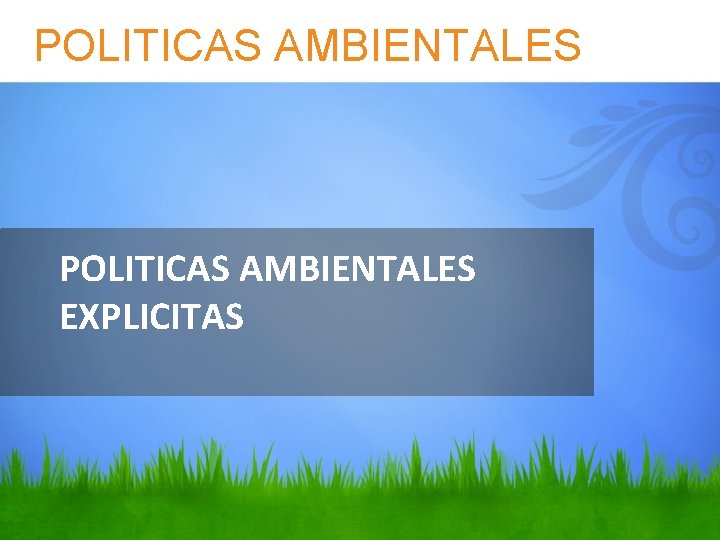 POLITICAS AMBIENTALES EXPLICITAS 