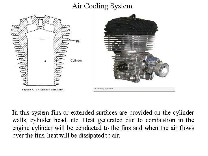 Air Cooling System In this system fins or extended surfaces are provided on the