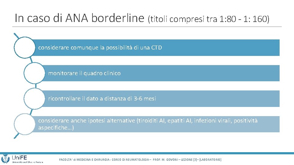 In caso di ANA borderline (titoli compresi tra 1: 80 - 1: 160) considerare