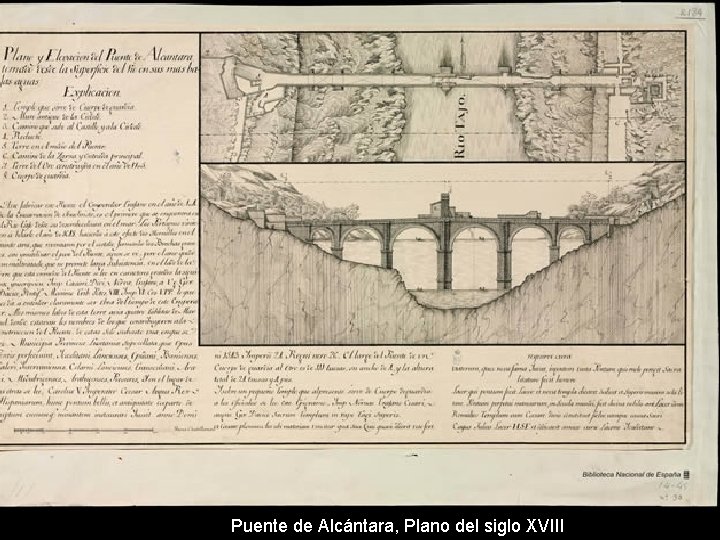 Puente de Alcántara, Plano del siglo XVIII 