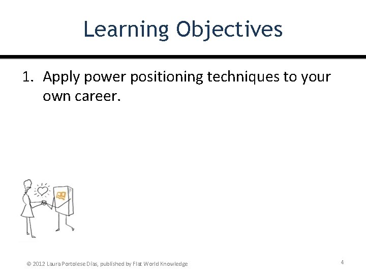 Learning Objectives 1. Apply power positioning techniques to your own career. © 2012 Laura