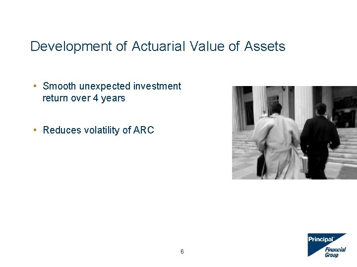 Development of Actuarial Value of Assets • Smooth unexpected investment return over 4 years