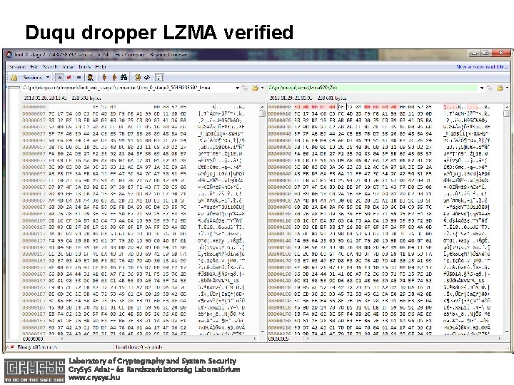 Duqu dropper LZMA verified Laboratory of Cryptography and System Security Cry. S Adat- és