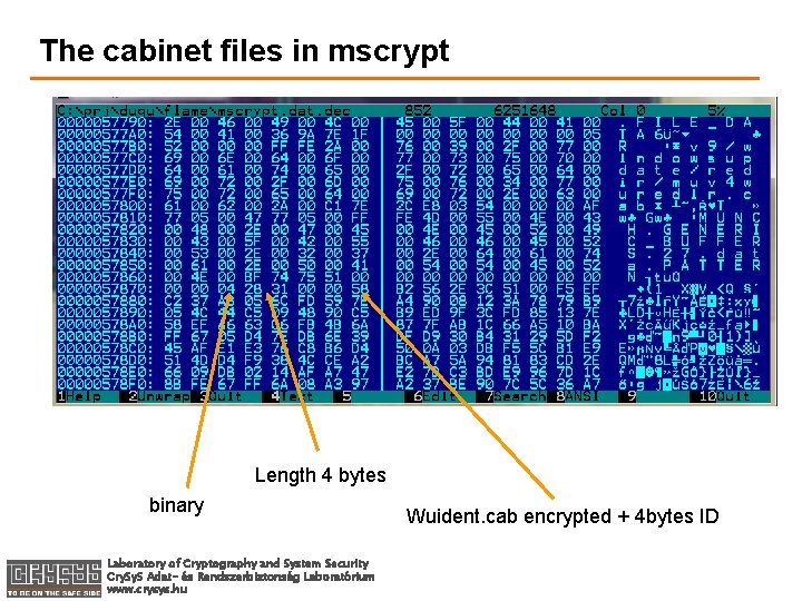 The cabinet files in mscrypt Length 4 bytes binary Laboratory of Cryptography and System