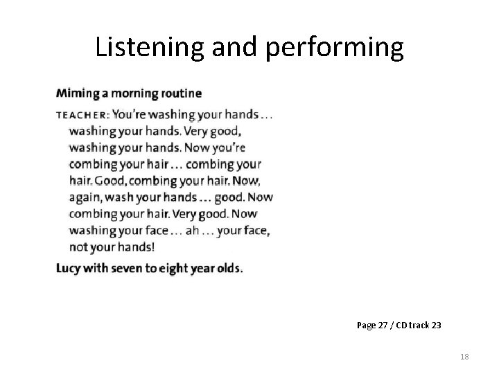 Listening and performing Page 27 / CD track 23 18 