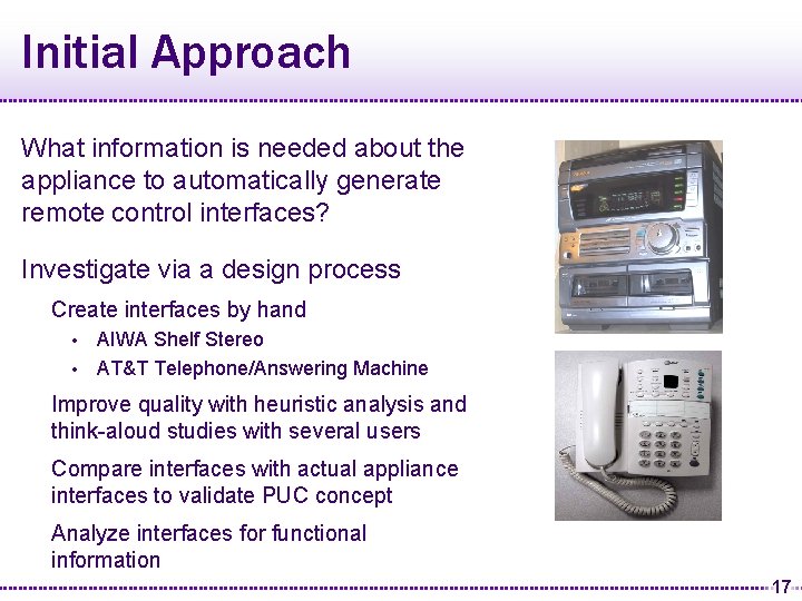 Initial Approach What information is needed about the appliance to automatically generate remote control