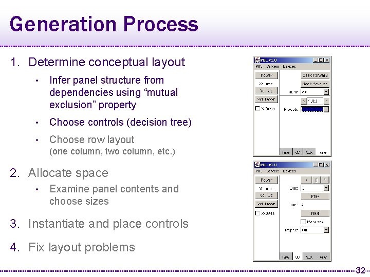 Generation Process 1. Determine conceptual layout • Infer panel structure from dependencies using “mutual