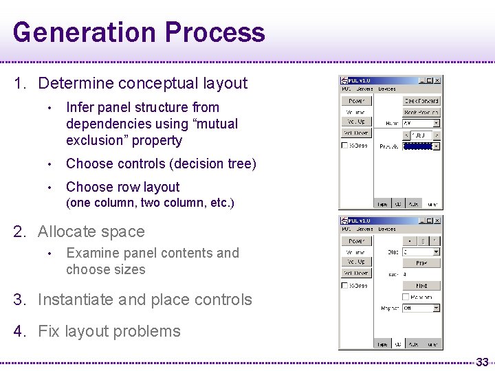 Generation Process 1. Determine conceptual layout • Infer panel structure from dependencies using “mutual