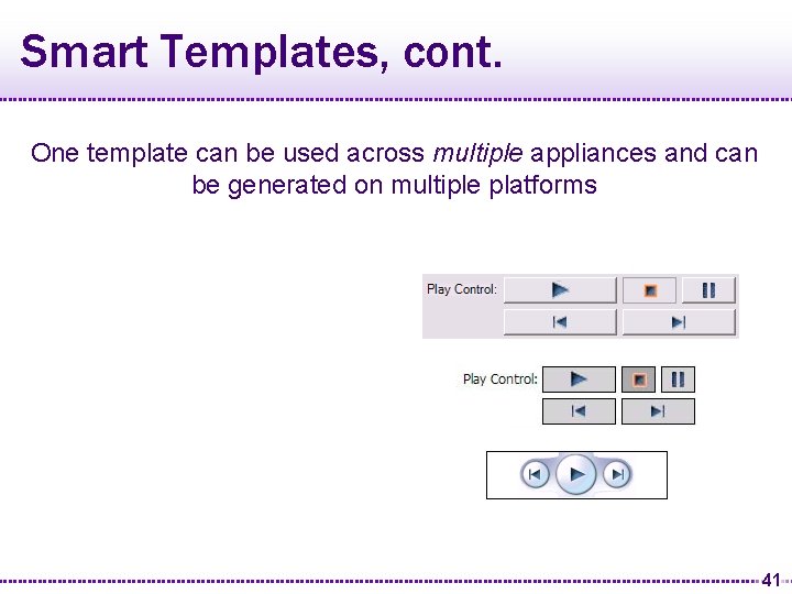 Smart Templates, cont. One template can be used across multiple appliances and can be