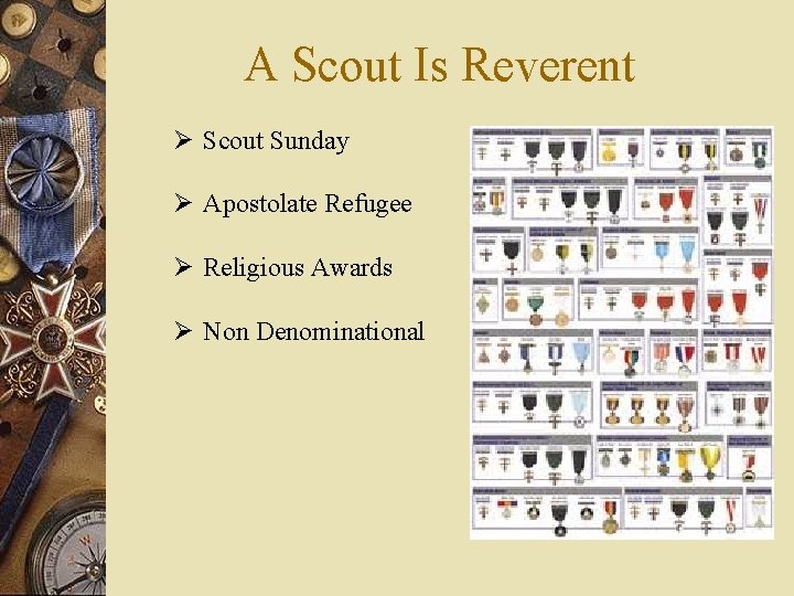 A Scout Is Reverent Ø Scout Sunday Ø Apostolate Refugee Ø Religious Awards Ø