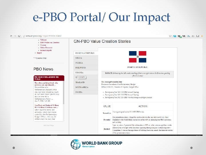 e-PBO Portal/ Our Impact 