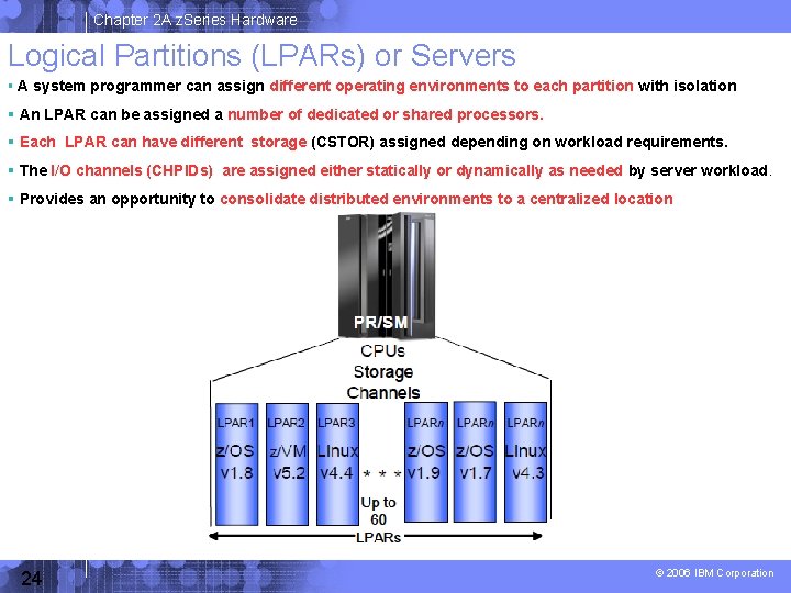 Chapter 2 A z. Series Hardware Logical Partitions (LPARs) or Servers A system programmer