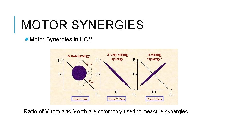 MOTOR SYNERGIES Motor Synergies in UCM Ratio of Vucm and Vorth are commonly used