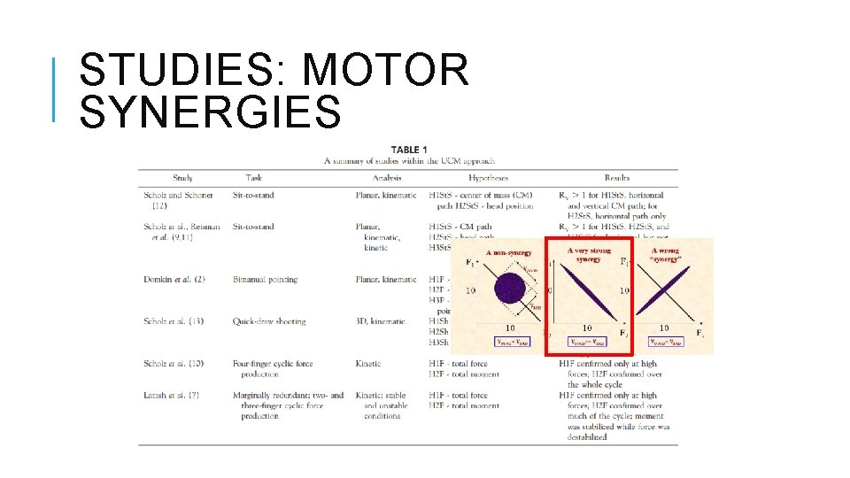 STUDIES: MOTOR SYNERGIES 