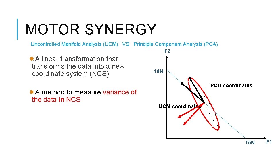 MOTOR SYNERGY Uncontrolled Manifold Analysis (UCM) VS Principle Component Analysis (PCA) F 2 A