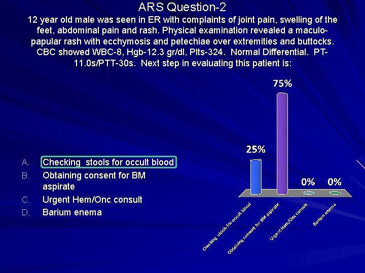 ARS Question-2 12 year old male was seen in ER with complaints of joint