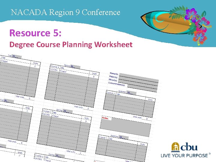 NACADA Region 9 Conference Resource 5: Degree Course Planning Worksheet 