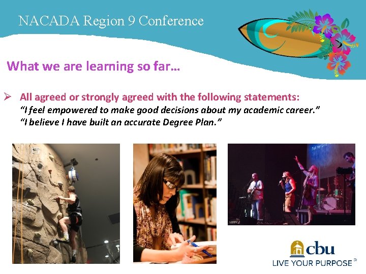 NACADA Region 9 Conference What we are learning so far… Ø All agreed or