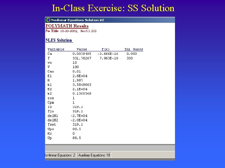 In-Class Exercise: SS Solution 