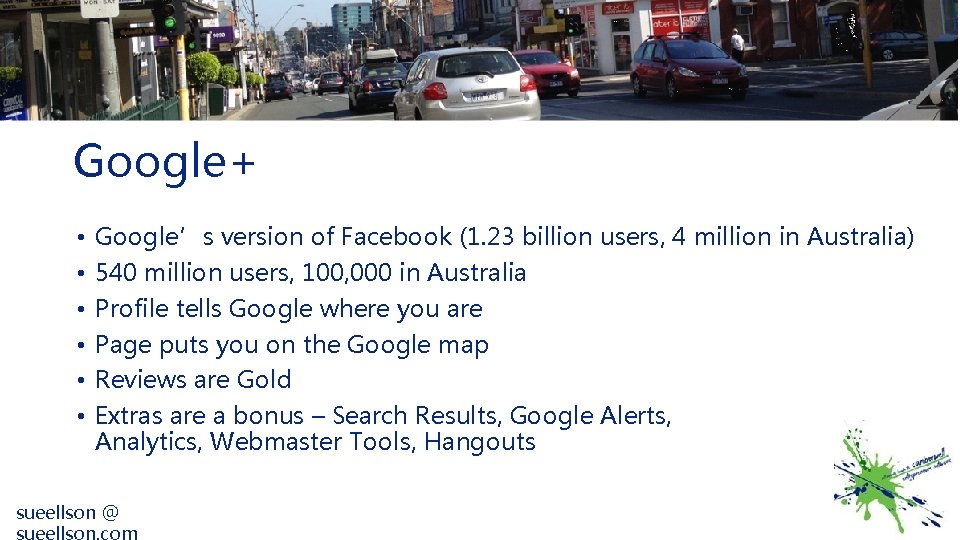 Google+ • • • Google’s version of Facebook (1. 23 billion users, 4 million