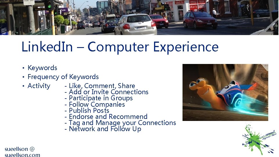 Linked. In – Computer Experience • Keywords • Frequency of Keywords • Activity -