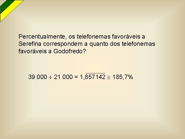 Percentualmente, os telefonemas favoráveis a Serefina correspondem a quanto dos telefonemas favoráveis a Godofredo?