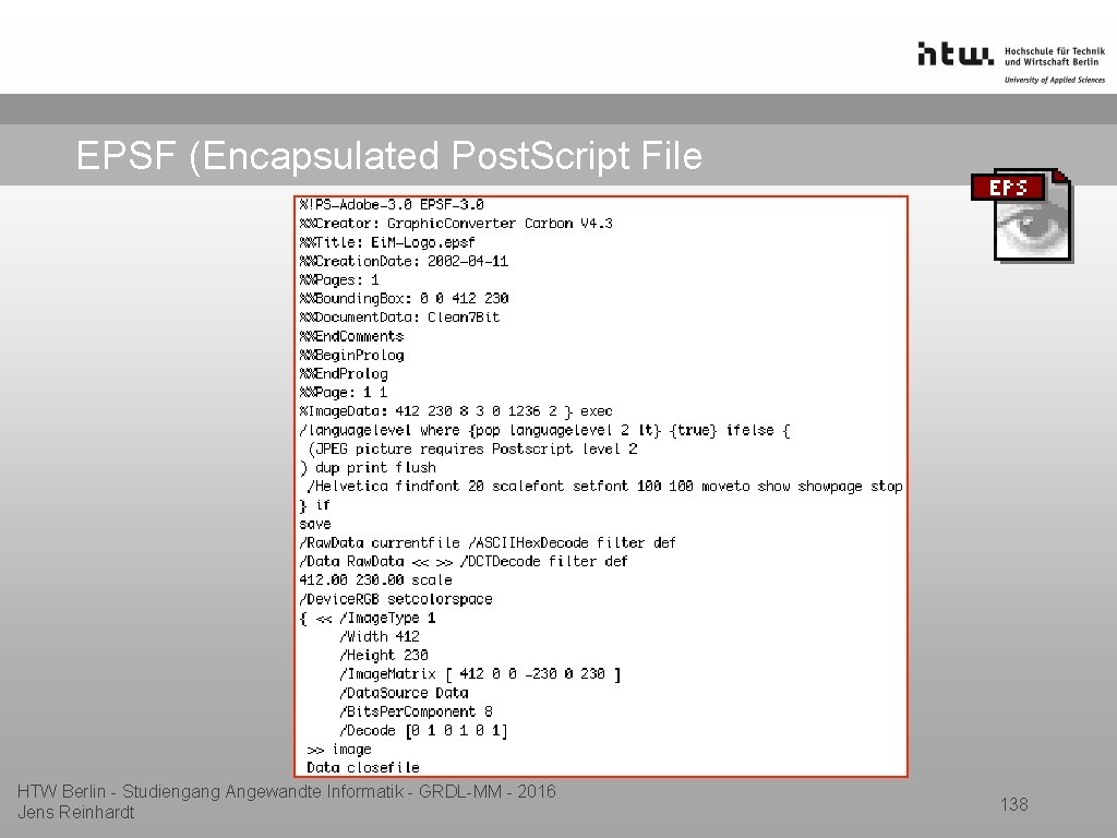 EPSF (Encapsulated Post. Script File HTW Berlin - Studiengang Angewandte Informatik - GRDL-MM -