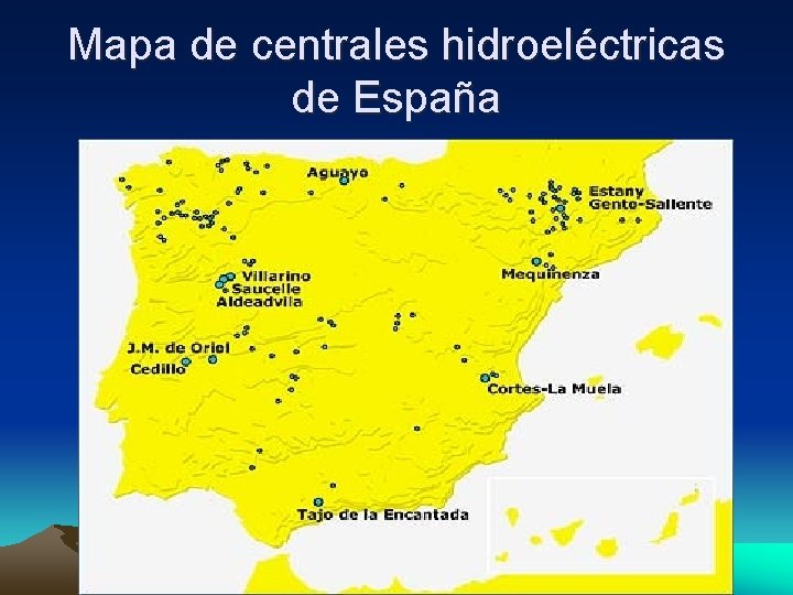 Mapa de centrales hidroeléctricas de España 