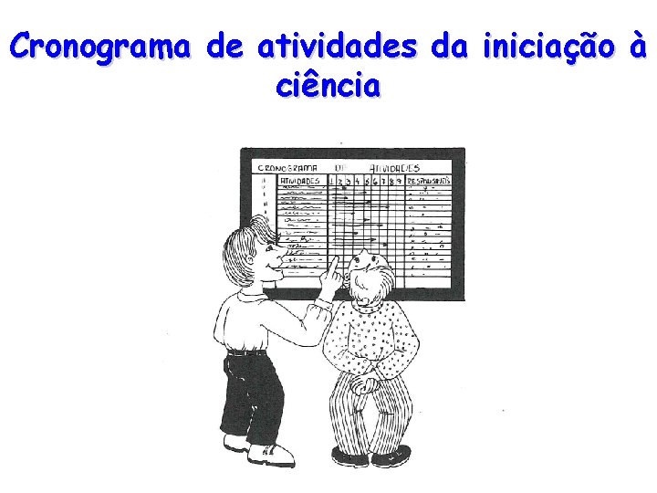 Cronograma de atividades da iniciação à ciência 