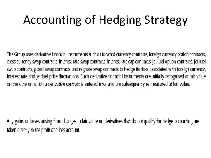 Accounting of Hedging Strategy 