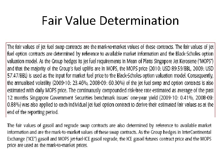 Fair Value Determination 